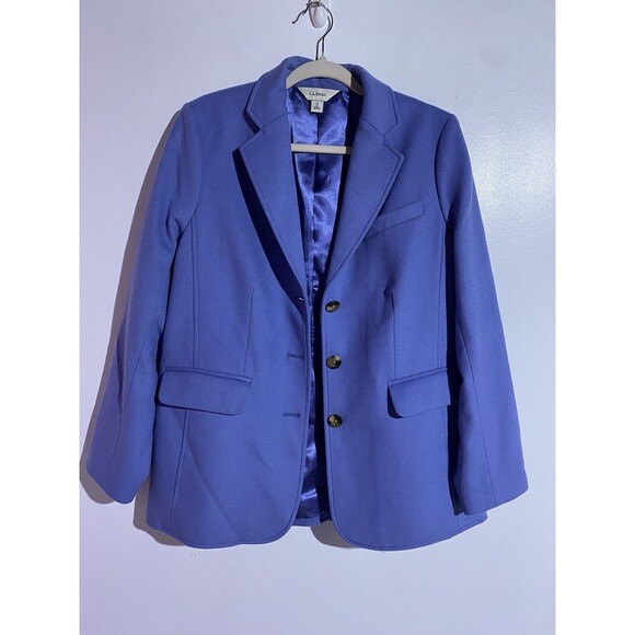 LL Bean Peacoat Womens 14 Blue Cashmere Wool Office Corp Capsule Minimalist - Picture 1 of 15